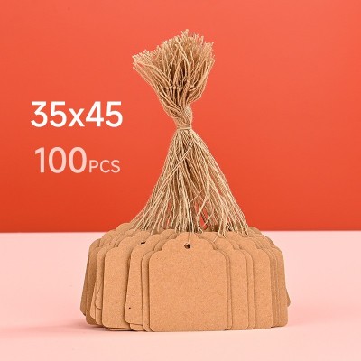 跨境咖色牛皮纸空白吊牌可手写白色细绵线价格标签纸吊牌35x45x25图4