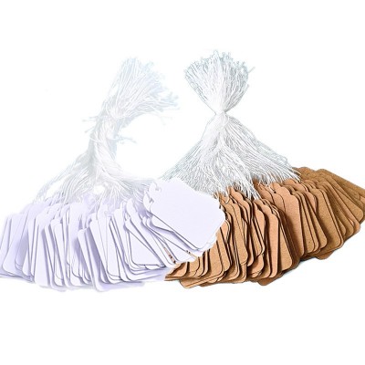 跨境咖色牛皮纸空白吊牌可手写白色细绵线价格标签纸吊牌35x45x25图5