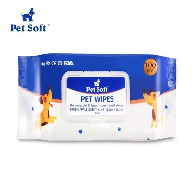 Pet soft宠物湿巾猫狗去异味专用擦泪痕擦狗狗屁屁湿纸巾100片图5