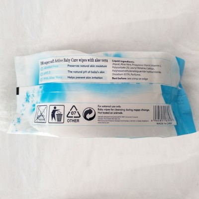 厂家现货批发 100片蓝色袋装加盖婴儿清洁湿巾 瑞丽缅甸可定做图4