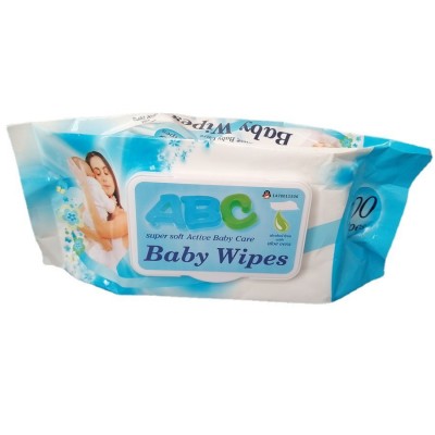 厂家现货批发 100片蓝色袋装加盖婴儿清洁湿巾 瑞丽缅甸可定做图5