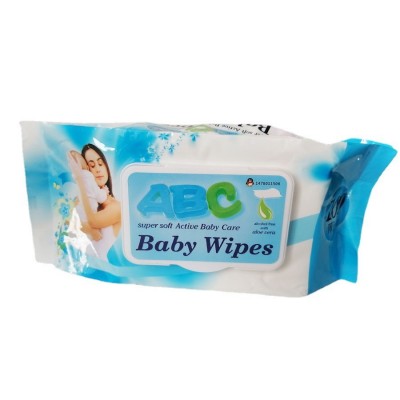 厂家现货批发 100片蓝色袋装加盖婴儿清洁湿巾 瑞丽缅甸可定做