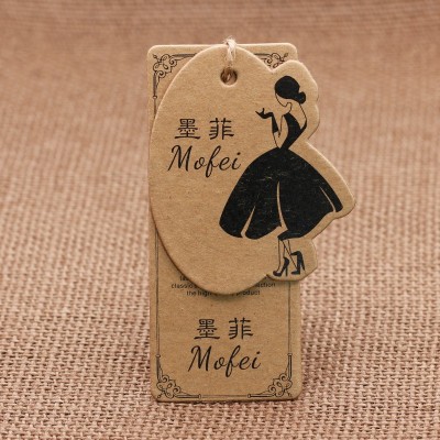 牛皮纸吊牌黑卡纸女装高档标签服装烫金童装吊牌小批量现货合格证图3