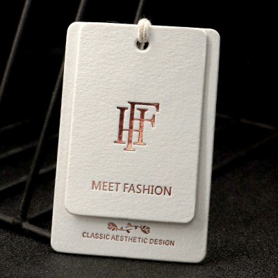 服装吊牌定 制衣服标签挂牌定 做商标logo高档烫金棉卡订 制图5