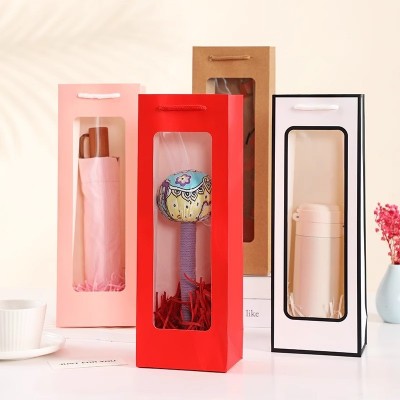 透明开窗红酒袋单支红酒手提包装袋三八节鲜花包装袋纸袋子图6