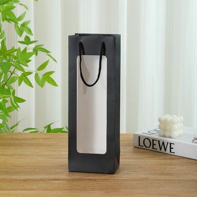 透明开窗红酒袋单支红酒手提包装袋三八节鲜花包装袋纸袋子图7