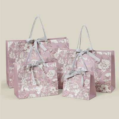 ins风礼品袋时尚蝴蝶结服装店包装袋大理石纹手提礼品袋lo go印刷图2