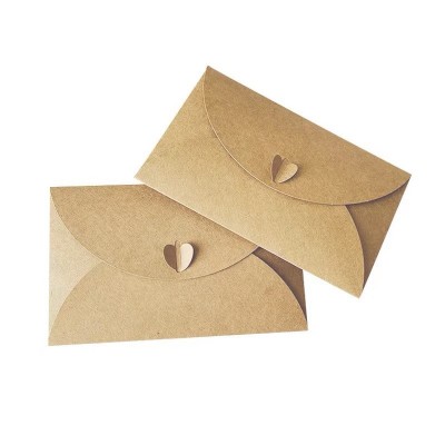 牛皮纸纸爱心扣信封高端商务明信片会员生日贺卡信封复古信封图2