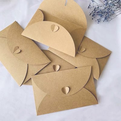 牛皮纸纸爱心扣信封高端商务明信片会员生日贺卡信封复古信封图5
