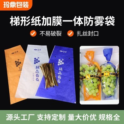 阳光玫瑰梯形包装袋纸加膜一体防雾高透明扎丝封口葡萄包 装袋批发