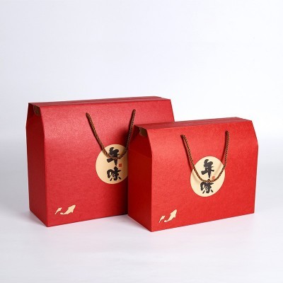 深圳源头工厂春节红色年味手提包装空盒年货坚果干货加厚新年礼盒图4