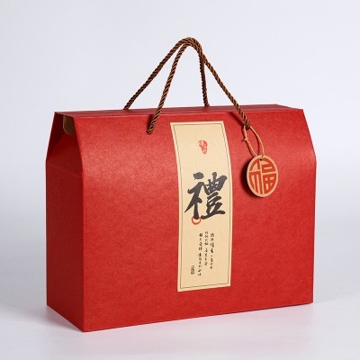 深圳源头工厂春节红色年味手提包装空盒年货坚果干货加厚新年礼盒图2