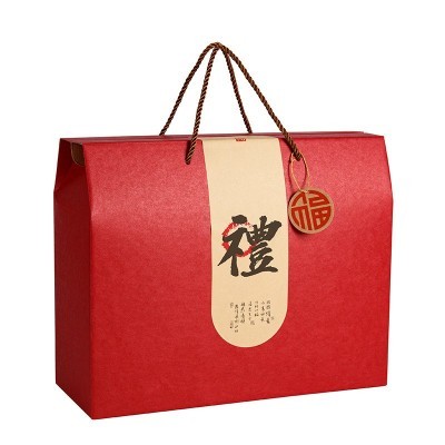 深圳源头工厂春节红色年味手提包装空盒年货坚果干货加厚新年礼盒图5