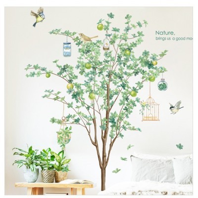 北欧植物墙贴大树背景贴画客厅沙发装饰自粘贴纸绿色贴画ZDB-2188