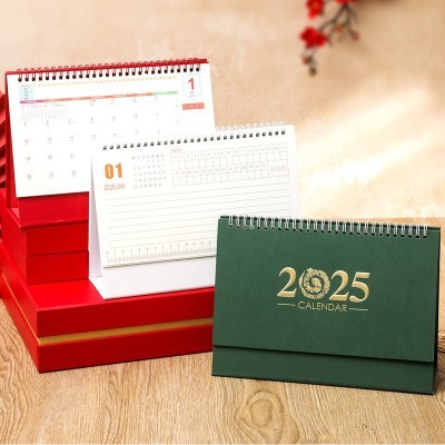 2025蛇年中国红企业广告台历定制挂历印刷月历定做日历加烫金logo图2