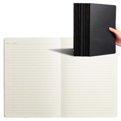 A5黑卡牛皮车线本简约封面B5加厚笔记本子A4横线方格英语空白本图3