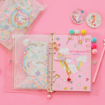 笔记本小本可爱海洋独角兽手帐本高颜值ins风本子活页手账本套装图4