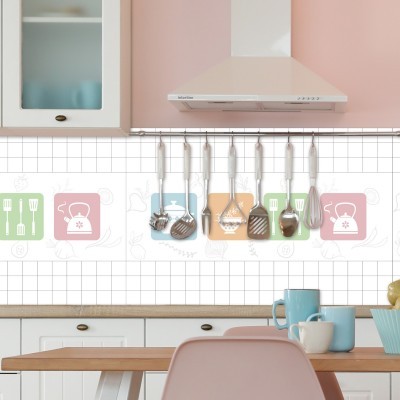 卡通清新现货装饰厨房防水防油贴纸自粘式加厚耐高温灶台瓷砖贴纸