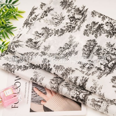 28g加厚雪梨纸ins风法式复古仕女游春图案拷贝纸服装礼物包装纸图2