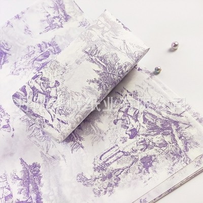 28g加厚雪梨纸ins风法式复古仕女游春图案拷贝纸服装礼物包装纸图3