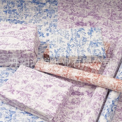 28g加厚雪梨纸ins风法式复古仕女游春图案拷贝纸服装礼物包装纸图4