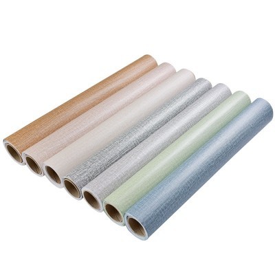 加厚自粘墙纸批发PVC布纹防水墙贴亚麻自贴壁纸卧室客厅宿舍小卷图2