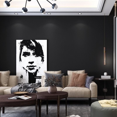 北欧风莫兰迪色系浅灰色纯色客厅电视背景墙壁纸卧室无纺布墙纸图3