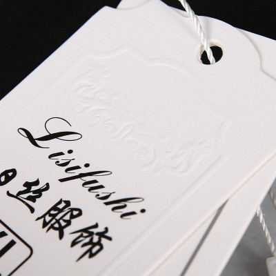 厂家定制硬白卡牛皮纸吊牌异形方形镂空服装吊牌吊粒批发可印logo图4