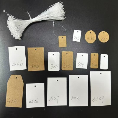 空白可手写弹力绳牛皮纸小吊牌 饰品珠宝店白卡可写价格吊卡标签图2
