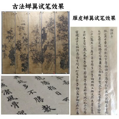 蝉翼古法竹浆皮纸雁皮手工宣纸草木染复古半生熟行书草书写经抄经图2