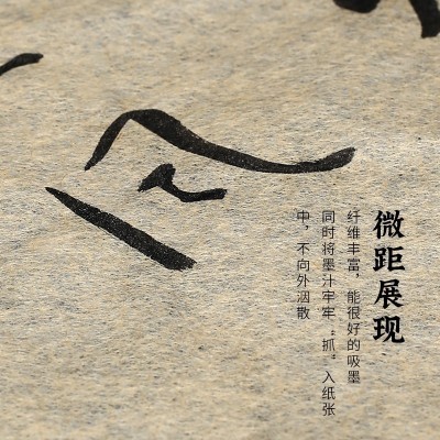 蝉翼古法竹浆皮纸雁皮手工宣纸草木染复古半生熟行书草书写经抄经图4