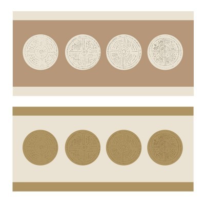 宣纸四言对联瓦当半熟书法创作四字作品纸四言斗方蜡染粉彩书法纸图5