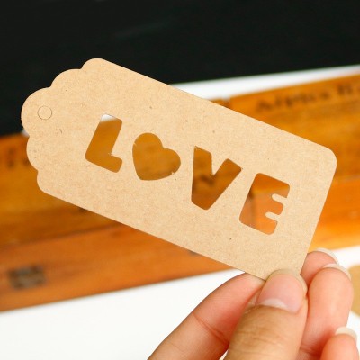 4.5x9.5cm牛皮纸吊牌波浪头空白DIY吊牌礼品包装吊卡留言卡 100枚