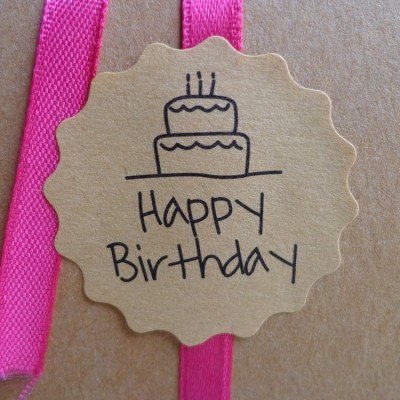 12枚价 生日快乐happy birthday牛皮纸封口贴 3.9cm手工制作贴纸图4