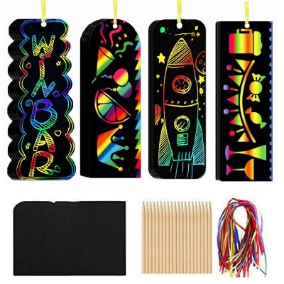 跨境DIY书签刮画纸 创意儿童手工书签刮刮画 白卡纸刮画本批发图3