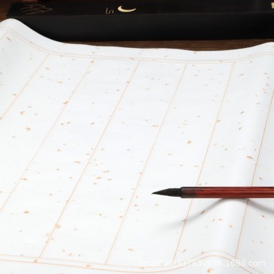 四尺对开半生熟竖条格子状元笺仿古洒金竖行宣纸批发格子毛笔书法图2