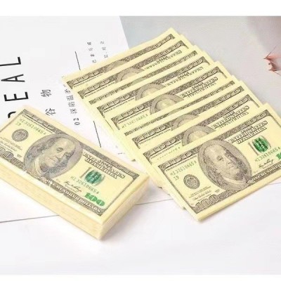 现货33*33cm仿真美金钞票抽纸加厚彩色印花餐巾纸创意美刀道具抽图4