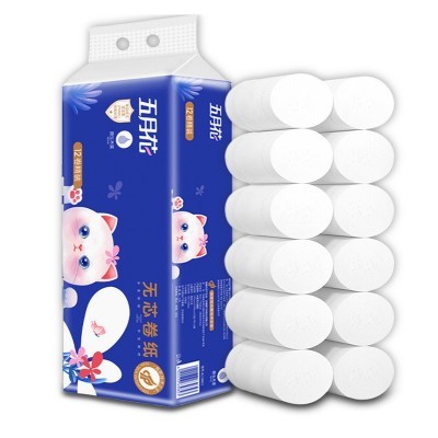 五月花950g卷纸无芯4层12卷卫生纸无芯卷筒纸厕所纸巾家庭实惠装图3