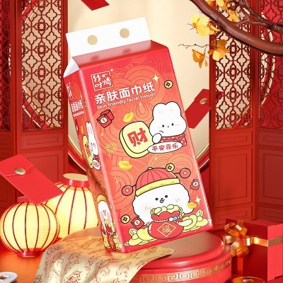 蓝漂新年喜庆悬挂式抽纸餐巾纸家用实惠装面巾纸整箱批发卫 生纸抽图4