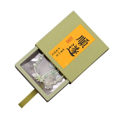 批发抹茶绿手串包装盒透明pe膜悬浮框收纳盒高档唐卡手链包装盒子图5
