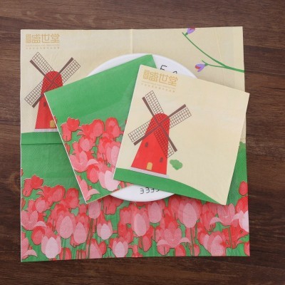 厂家供应三层满版印花纸 创意彩色面巾纸 酒店餐厅纸巾支持定制图5