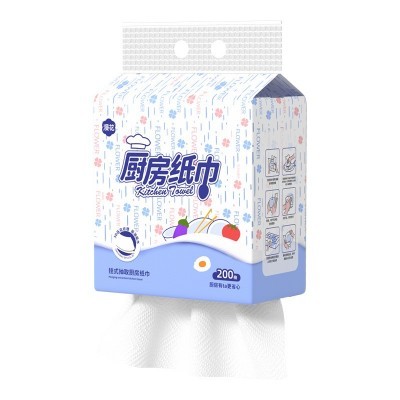 漫花悬挂式厨房纸巾4提整箱清洁纸巾家庭装大包200抽厨房专用纸批图5