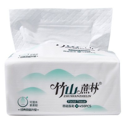 竹山蔗林抽纸纸巾10包装450张加厚可湿水面巾纸家用实惠装8039图4