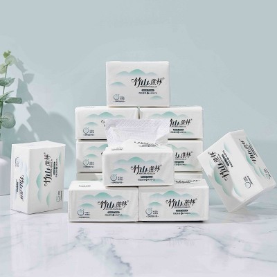 竹山蔗林抽纸纸巾10包装450张加厚可湿水面巾纸家用实惠装8039图2