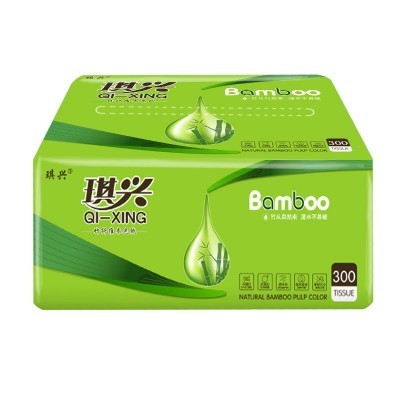 琪兴本色抽纸原生竹浆300张3层竹浆本色手纸家用卫生纸无香纸巾图2