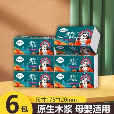 抽纸巾整箱家用四层加厚抽纸柔纸巾餐巾纸国潮风款实惠装抽纸批发图4