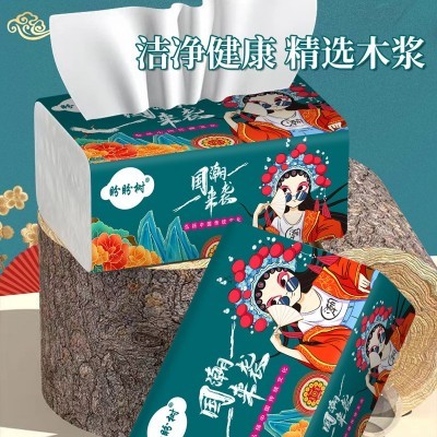 抽纸巾整箱家用四层加厚抽纸柔纸巾餐巾纸国潮风款实惠装抽纸批发图2