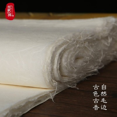 手工清水云龙皮纸纯构皮粗纤维临摹书法作品纸国画国展半 生熟宣纸图4