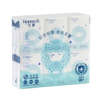 促销柔娜抑菌原生木浆4层7片便携随身装擦手纸巾小包 手帕纸 12包图5