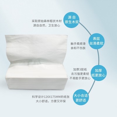 原木浆抽纸巾简易透明白包面巾纸酒店餐厅商用纸巾可定各种抽数图2